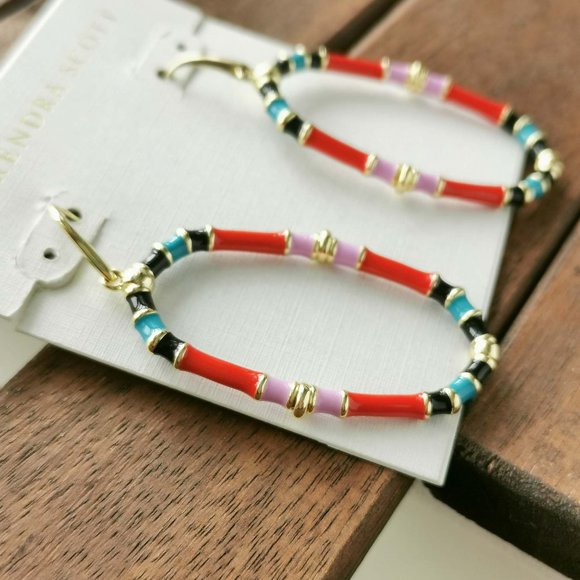 Kendra Scott Essie Open Frame Earrings. Gold Orchid Mix - Picture 2 of 3